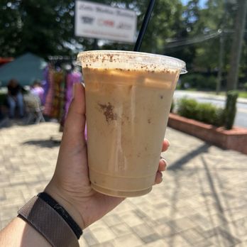 Portrait Coffee - Iced Oatmilk  latte with cinnamon powder - Coffee Roasteries Near Me - Atlanta, Georgia
