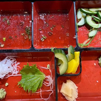Kata Robata - Empty Sashimi Bento Box lunch special-- it was good!! All gone. - Sushi Bars Near Me - Houston, Texas