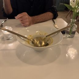 Two different size spoons for eating soup I guess. Two different size spoons for eating soup I guess.