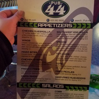 Pub 44 - Menu - Sports Bars Near Me - Lynnwood, Washington