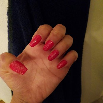 Today’s Nails - Fill and red gel with glitter - Nail Salons Near Me - Garland, Texas