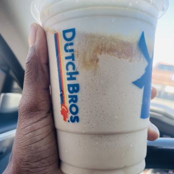 Dutch Bros Coffee - Golden Eagle Dutch freeze added white chocolate and soft top - Juice Bars & Smoothies Near Me - San Antonio, Texas