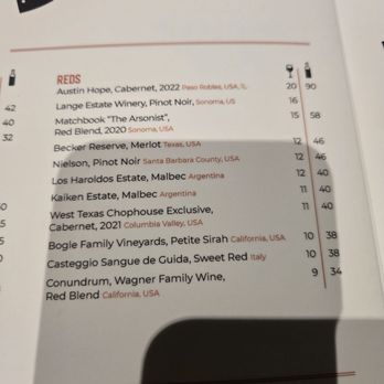 West Texas Chophouse - Menu. September. 2025 - Steakhouses Near Me - El Paso, Texas