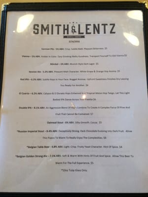 Menu photo 8 Smith & Lentz Brewing Nashville, TN