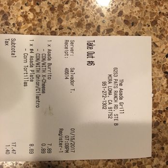 The Asada Grill - $.89 for extra cheese and there was none. - Mexican Near Me - Mira Loma, California The Asada Grill - $.89 for extra cheese and there was none. - Mexican Near Me - Mira Loma, California