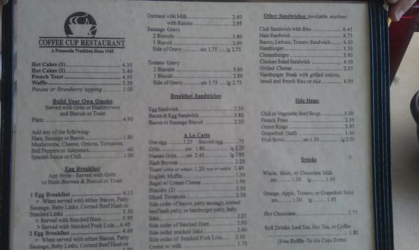Menu photo 8 Coffee Cup Restaurant Pensacola, FL Menu photo 8 Coffee Cup Restaurant Pensacola, FL