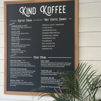 Kind Koffee - Menu - Coffee & Tea Near Me - Lihue, Hawaii