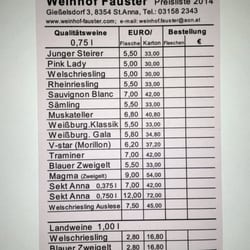 Weinhof Fauster - Weinsortiment