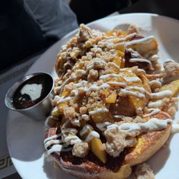 Peach cobbler French toast also excellent