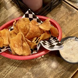 Longhorn Outpost & Barbeque Company - Homemade Potato Chips and Dip. Excellent