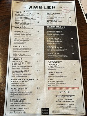 Menu photo 6 Ambler Denver, CO