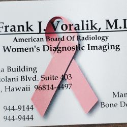 Frank J Voralik, MD - business card