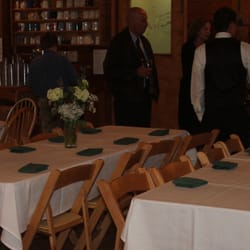Mazama Lodge - Some tables set up in the main room for the wedding reception