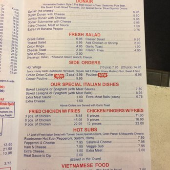 Roadrunner Pizza & Donair - 10/2018 menu - Pizza Near Me - Edmonton, Alberta