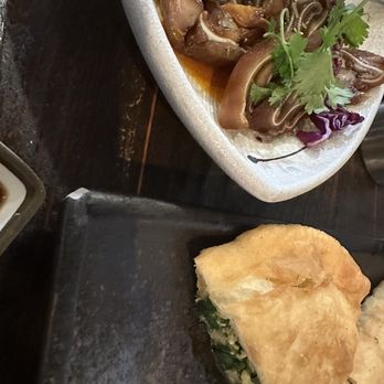 Dumpling 85 - Pig ears and chive, egg, and shrimp stuffed pancakes (empanada?) - Shanghainese Near Me - San Ramon, California Dumpling 85 - Pig ears and chive, egg, and shrimp stuffed pancakes (empanada?) - Shanghainese Near Me - San Ramon, California