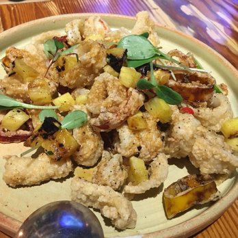 Lechon - Fried peppers and squid with pineapple- paired so well. - Tapas Bars Near Me - Portland, Oregon Lechon - Fried peppers and squid with pineapple- paired so well. - Tapas Bars Near Me - Portland, Oregon