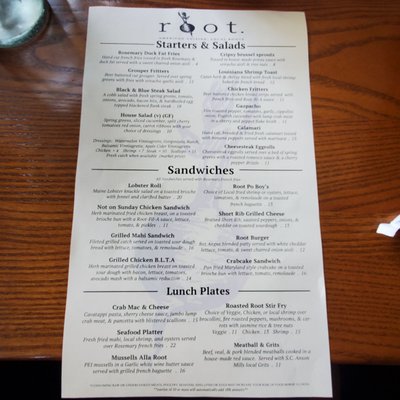 Menu photo 2 Root Georgetown, SC