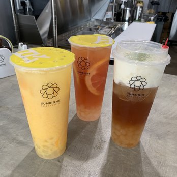 Sunright Tea Studio - Yakult Orange, grapefruit greentea and of course the white peach oolong with cream cheese topping. OMG, SOOO GOOD!! - Bubble Tea Near Me - Diamond Bar, California