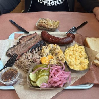Jon G's Barbecue - Brisket, pulled pork, Cheerwine hot link sausage, cheeseburger tot casserole, mac and cheese, apple crunch, pickles, and white bread. - Barbeque Near Me - Peachland, North Carolina Jon G's Barbecue - Brisket, pulled pork, Cheerwine hot link sausage, cheeseburger tot casserole, mac and cheese, apple crunch, pickles, and white bread. - Barbeque Near Me - Peachland, North Carolina