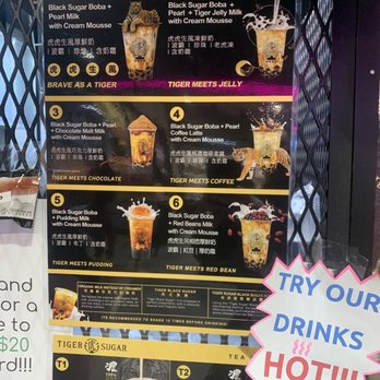 TIGER SUGAR - Nice menu choices - Bubble Tea Near Me - Little Ferry, New Jersey TIGER SUGAR - Nice menu choices - Bubble Tea Near Me - Little Ferry, New Jersey