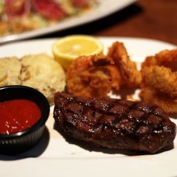 Houlihan's - USDA Top Prime Sirloin (9 oz.) with Breaded Shrimp and Mashed Potatoes - Bars Near Me - Manhattan, Kansas
