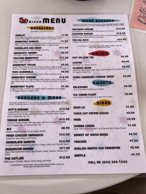 Menu photo 6 Dot's Diner Bisbee, AZ