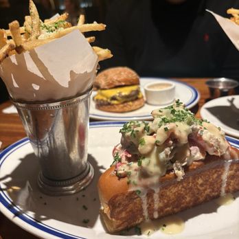 Hudson House - Lobster roll ,Truffle Parm Fries, and burger - Cocktail Bars Near Me - Houston, Texas