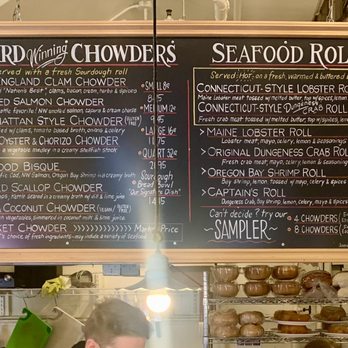 Pike Place Chowder - Menu. Award winning New England Clam Chowder is the most popular chowder followed by The Seafood Bisque. - Seafood Near Me - Seattle, Washington Pike Place Chowder - Menu. Award winning New England Clam Chowder is the most popular chowder followed by The Seafood Bisque. - Seafood Near Me - Seattle, Washington