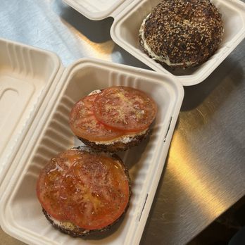 Apollo Bagels - everything bagel with cream cheese and tomato - Bagels Near Me - New York, New York