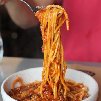 Flour - Pasta Special ($17) - bucatini with spicy bolognese - Italian Near Me - Moreland Hills, Ohio