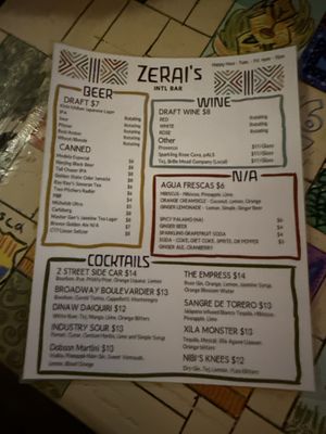 Menu photo 1 Zerai’s International Bar Tucson, AZ Menu photo 1 Zerai’s International Bar Tucson, AZ