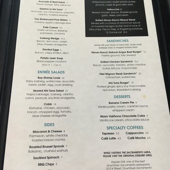 Esquire Grill - Menu - American Near Me - Sacramento, California