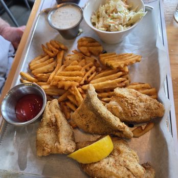 Gates Ausable Lodge - Restaurant - Lightly Breaded Blue Gill, fries, house made coleslaw and tarter sauce - American Near Me - Grayling, Michigan Gates Ausable Lodge - Restaurant - Lightly Breaded Blue Gill, fries, house made coleslaw and tarter sauce - American Near Me - Grayling, Michigan