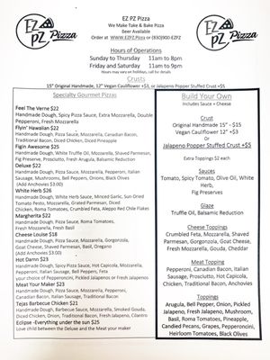 Menu photo 3 Ez Pz Pizza Fredericksburg, TX