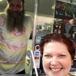 Cave Man Shaved Ice - Owner Paul, me & my sugar free Tigers Blood w/cream!