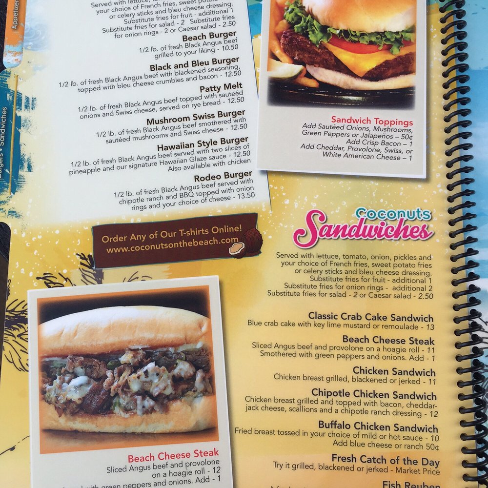 Coconuts On The Beach - The menu - Bars Near Me - Cocoa Beach, Florida Coconuts On The Beach - The menu - Bars Near Me - Cocoa Beach, Florida
