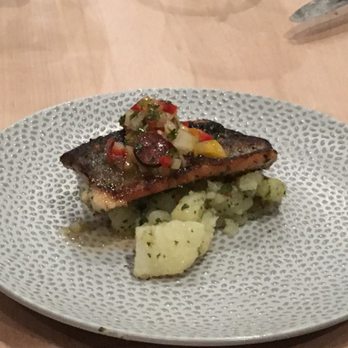 AMBAR Restaurant, Clarendon - Rainbow trout over potatoes - Modern European Near Me - Arlington, Virginia AMBAR Restaurant, Clarendon - Rainbow trout over potatoes - Modern European Near Me - Arlington, Virginia