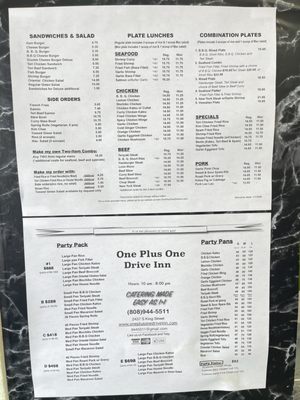 Menu photo 8 One Plus One Drive Inn Honolulu, HI Menu photo 8 One Plus One Drive Inn Honolulu, HI