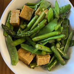 Asparagus/snow pea and tofu Asparagus/snow pea and tofu