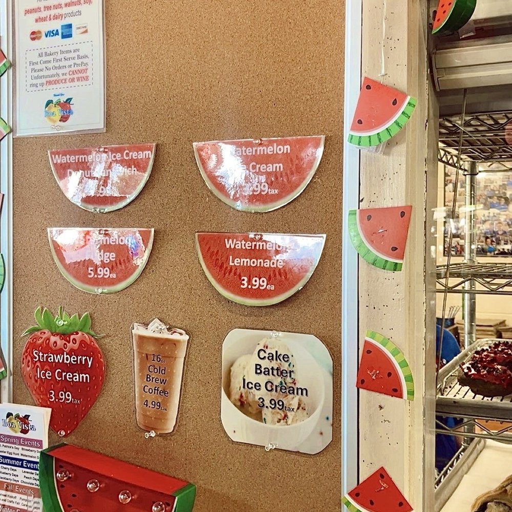 Boa Vista Orchards - Bakery menu during Watermelon Days in summer - Fruits & Veggies Near Me - Placerville, California