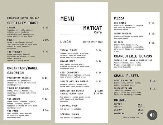 Menu photo 1 Matkat Cafe Oakdale, CA
