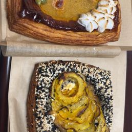 Pumpkin pie (top)  Delicata squash and goat cheese (bottom)