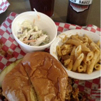 Slo' Bones BBQ Smokehaus - Pulled pork sandwich, Mac, coleslaw - Barbeque Near Me - Frankenmuth, Michigan Slo' Bones BBQ Smokehaus - Pulled pork sandwich, Mac, coleslaw - Barbeque Near Me - Frankenmuth, Michigan