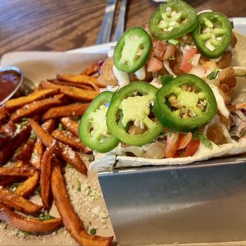 Fish City Grill - Beer Battered Cod Tacos with sweet potato fries - Seafood Near Me - San Antonio, Texas Fish City Grill - Beer Battered Cod Tacos with sweet potato fries - Seafood Near Me - San Antonio, Texas