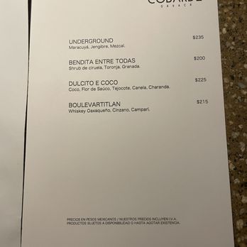 Cobarde - Drink menu - Restaurants Near Me - Oaxaca de Juárez, OAX