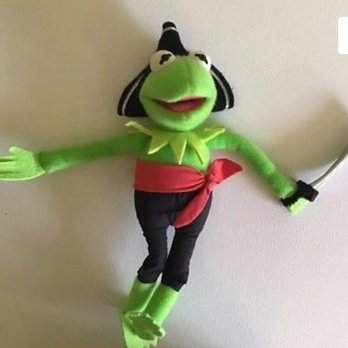 Raynham Flea Market - Pirate Kermit Plush. One buck but seen for 25 bucks on the net. Note his fat lip from being belted in the mouth by Miss Piggy. - Flea Markets Near Me - Raynham, Massachusetts
