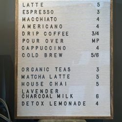 Coffee menu :)
