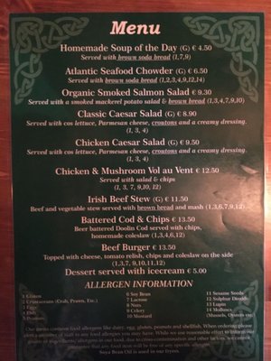 Menu photo 2 McGann's Pub Doolin, CE