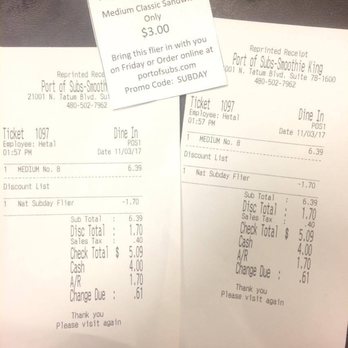 Port of Subs - Did not honor coupon after coming in person and handing the coupons to our local business. Thats Ridiculous! - Sandwiches Near Me - Phoenix, Arizona Port of Subs - Did not honor coupon after coming in person and handing the coupons to our local business. Thats Ridiculous! - Sandwiches Near Me - Phoenix, Arizona