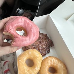 Ellianna’s Donut Shop - Strawberry frosted donut, glazed donuts, and an apple fritter